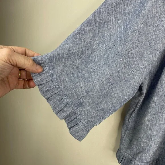 Cynthia Rowley Linen Blend Top Womens XLarge Pleated Coastal Beach Capsule Tunic - Picture 7 of 12